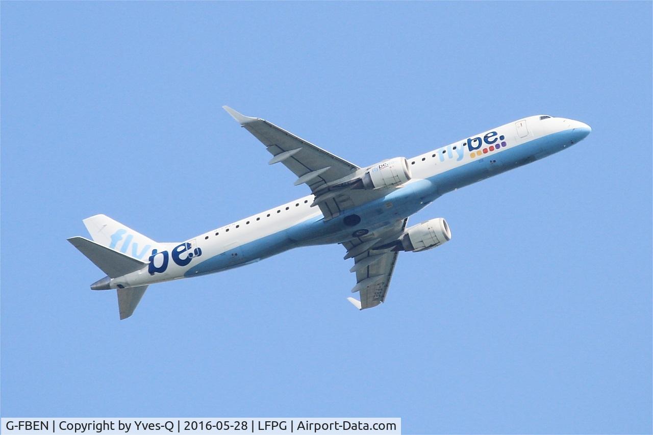 G-FBEN, 2008 Embraer 195LR (ERJ-190-200LR) C/N 19000213, Embraer 195LR, Take off rwy 06R, Roissy Charles De Gaulle airport (LFPG-CDG)