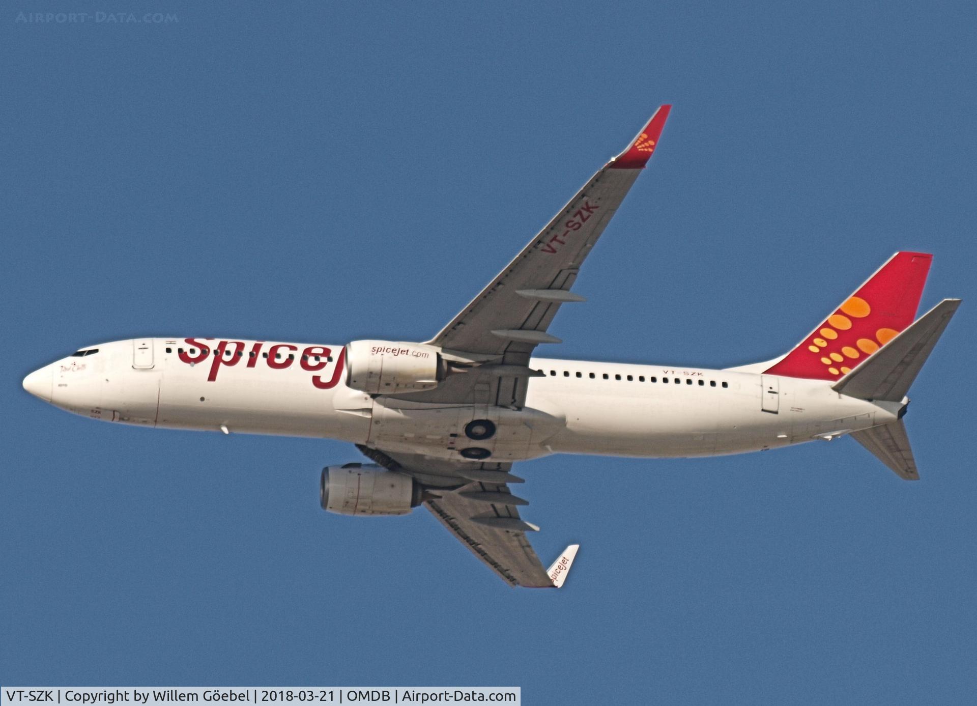 VT-SZK, 2014 Boeing 737-8GJ C/N 41398, Take off from DUBAI INTERNATIONAL Airport
