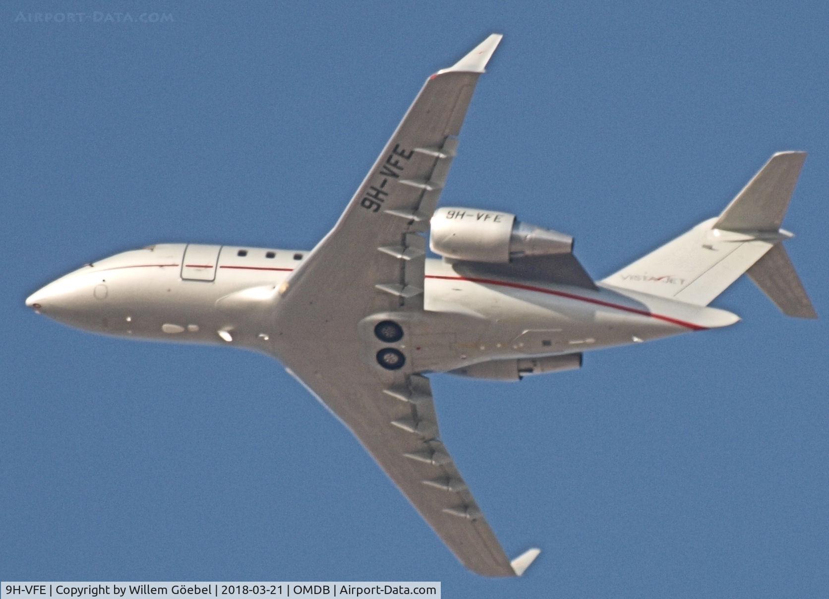 9H-VFE, 2014 Bombardier Challenger 605 (CL-600-2B16) C/N 5974, Take off from DUBAI INTERNATIONAL Airport