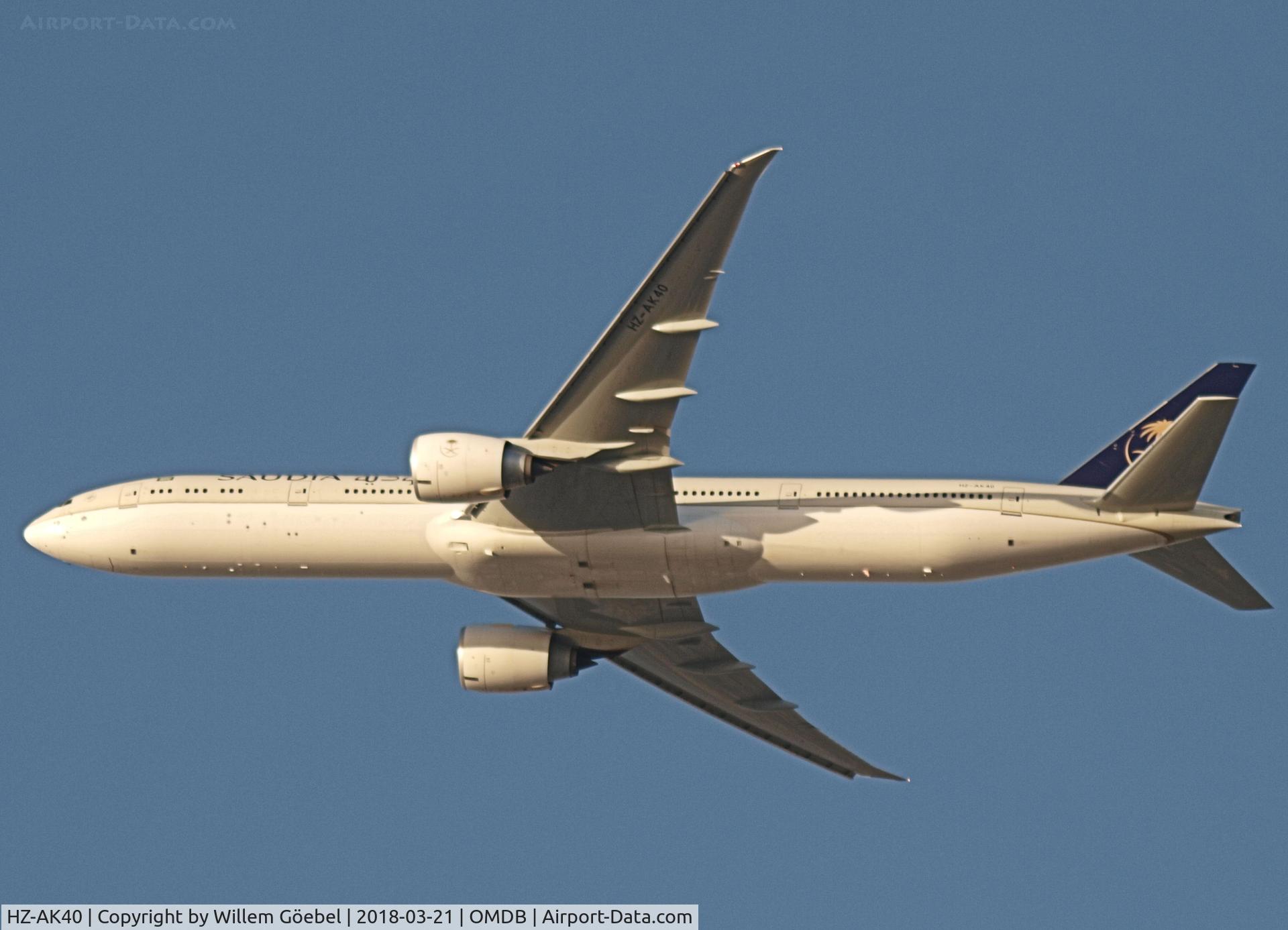 HZ-AK40, 2017 Boeing 777-300 C/N 61598, Take off from DUBAI INTERNATIONAL Airport
