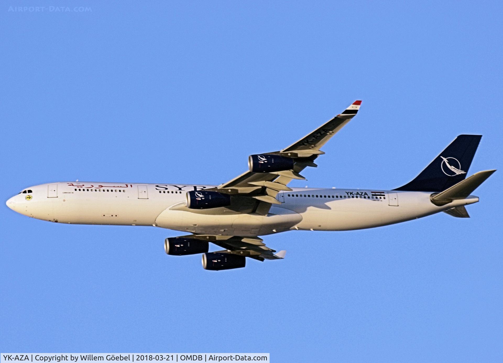 YK-AZA, 2000 Airbus A340-313X C/N 381, Take off from DUBAI INTERNATIONAL Airport