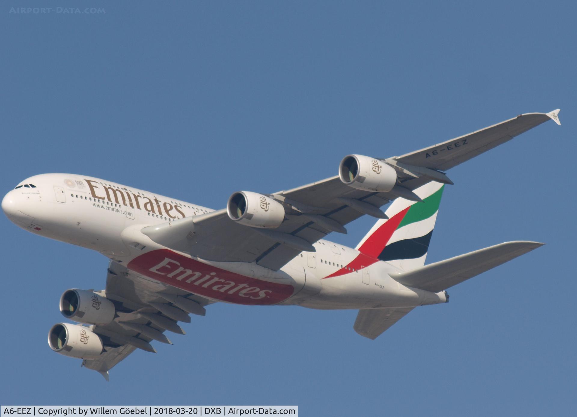 A6-EEZ, 2014 Airbus A380-861 C/N 158, Take off from DUBAI INTERNATIONAL Airport