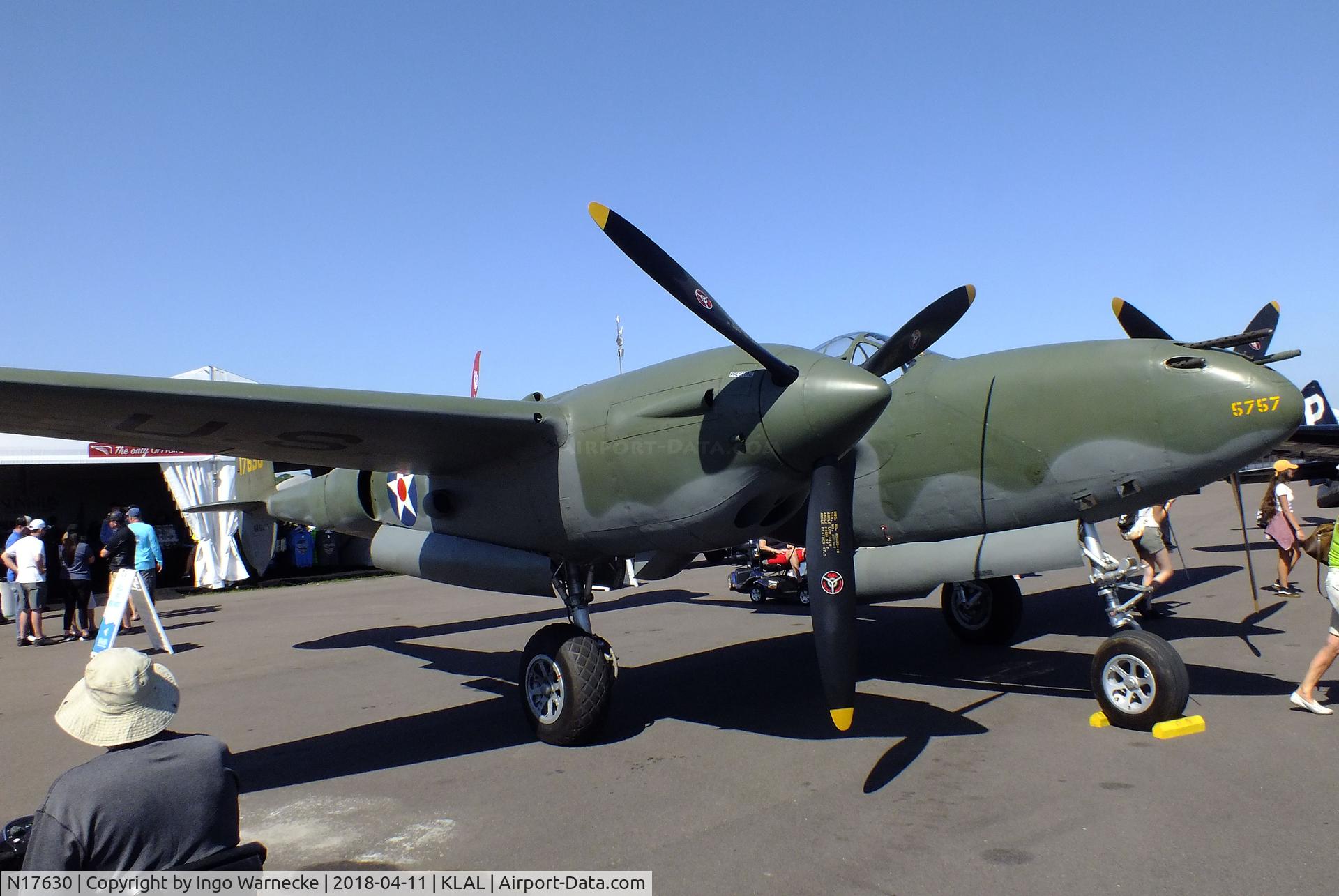 N17630, 1941 Lockheed P-38F C/N 41-7630 (222-5757), Lockheed P-38F-1-LO Lightning at 2018 Sun 'n Fun, Lakeland FL