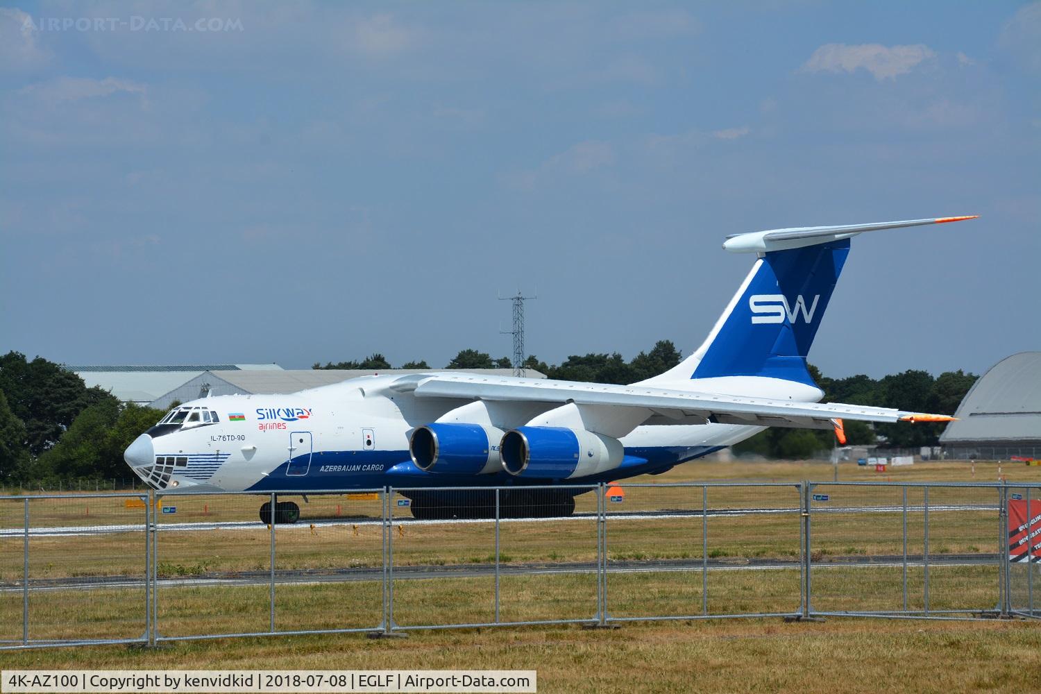 4K-AZ100, Ilyushin Il-76TD-90VD C/N 2073421708, Arriving with cargo for FAI 2018.