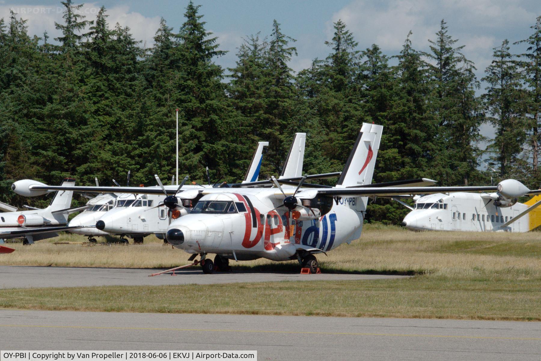 OY-PBI, 1987 Let L-410UVP-E20 Turbolet C/N 871936, BenAir Let L-410UVP-E20 parked at Stauning airport, Denmark. Was used for cargo flights before being offered for sale