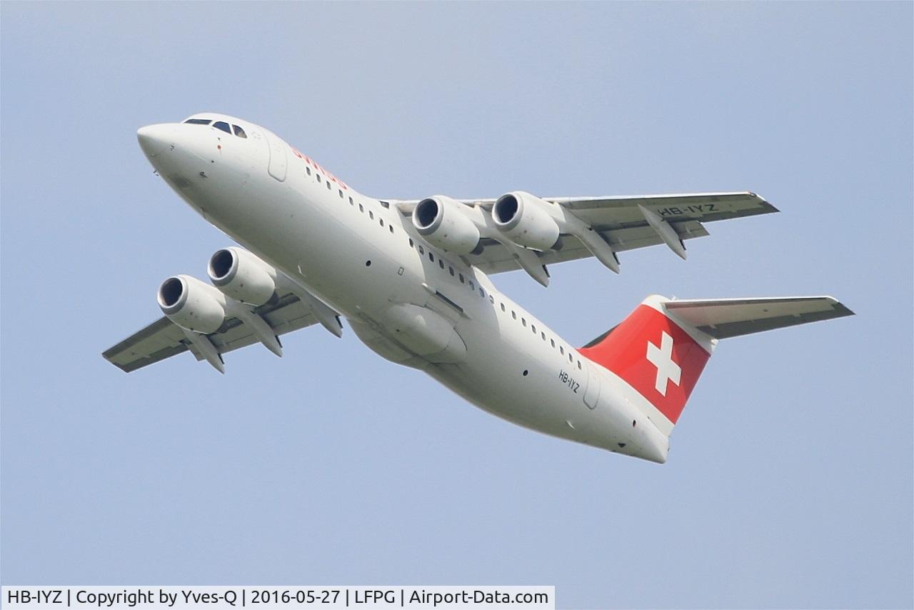 HB-IYZ, 1998 British Aerospace Avro 146-RJ100 C/N 0338, British Aerospace RJ100, Take off rwy 27L, Roissy Charles De Gaulle airport (LFPG-CDG)