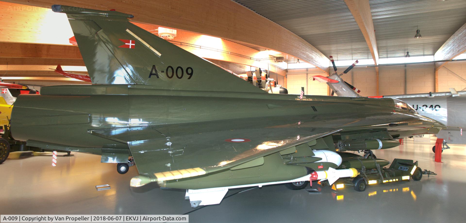 A-009, 1970 Saab F-35 Draken C/N 35-1009, Royal Danish Air Force Saab F-35 Draken preserved in Danmarks Flymuseum at Stauning airport