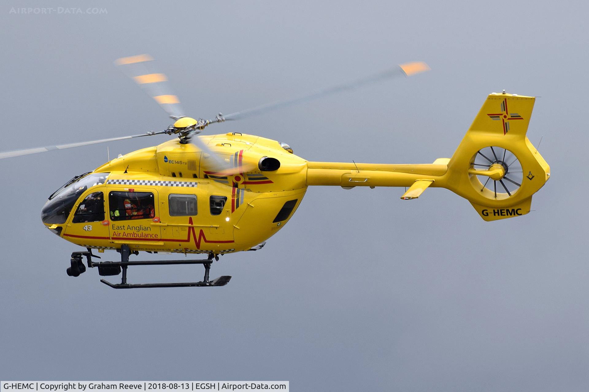 G-HEMC, 2014 Airbus Helicopters EC-145T-2 (BK-117D-2) C/N 20012, Landing at Norwich.