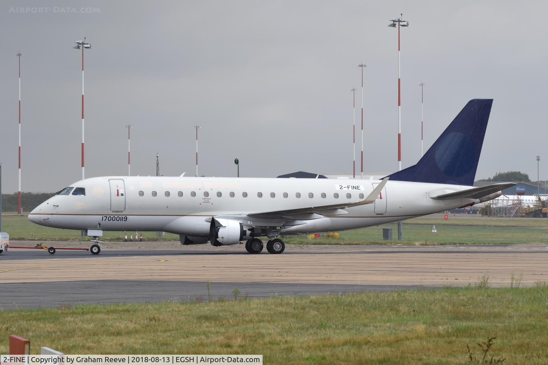 2-FINE, 2006 Embraer 170LR (ERJ-170-100LR) C/N 17000119, Under tow at Norwich.