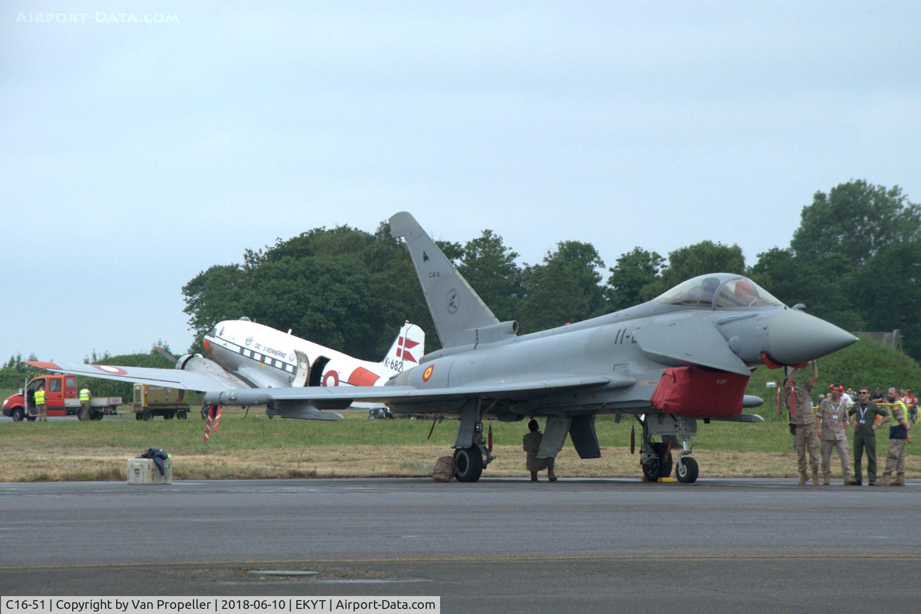C16-51, Eurofighter EF-2000 Typhoon S C/N SS032, Spanish Air Force Eurofighter Typhoon at Aalborg air show 2018, Denmark