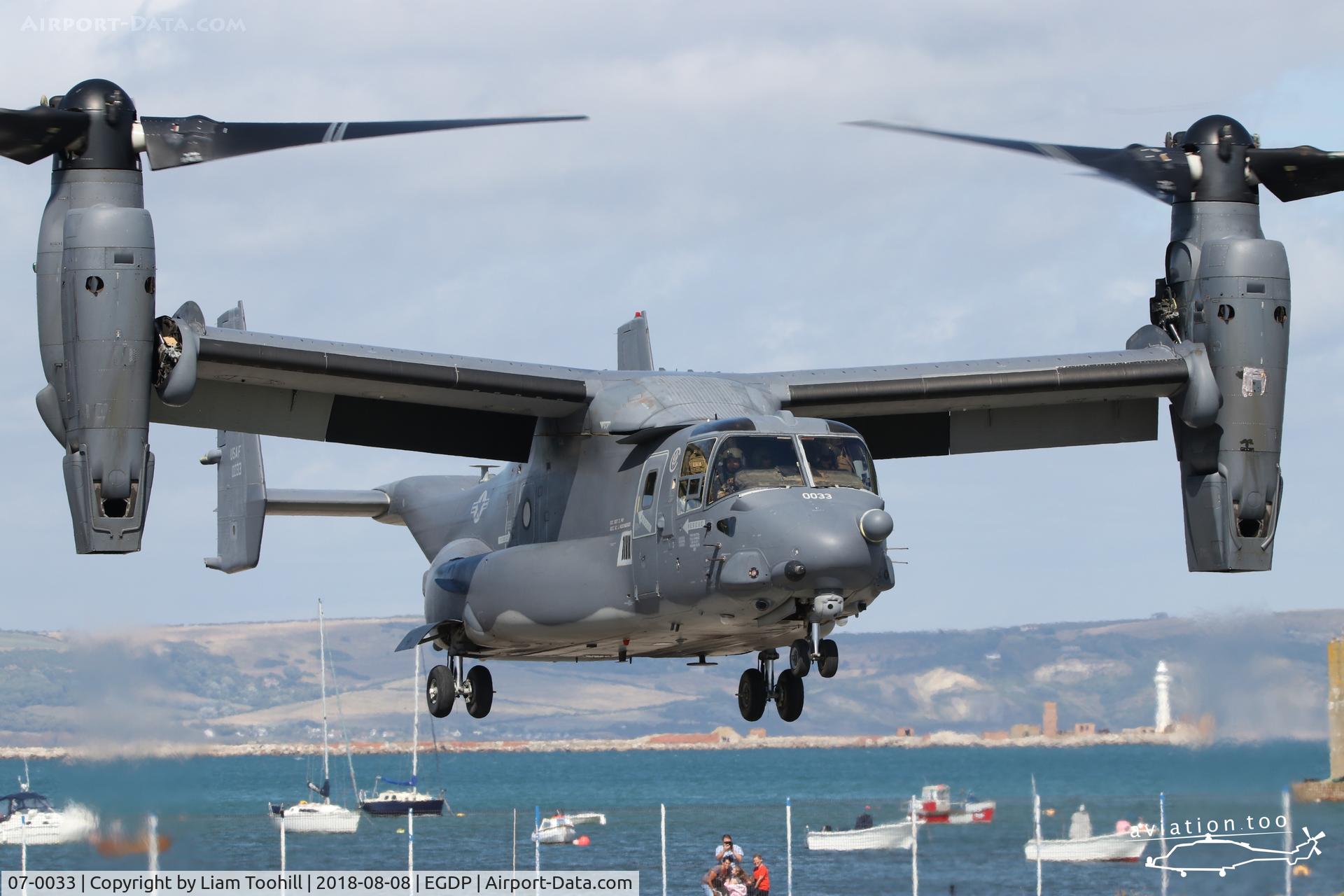 07-0033, Bell-Boeing CV-22B Osprey C/N D1014, 07-0033 landing at Portland, Dorset