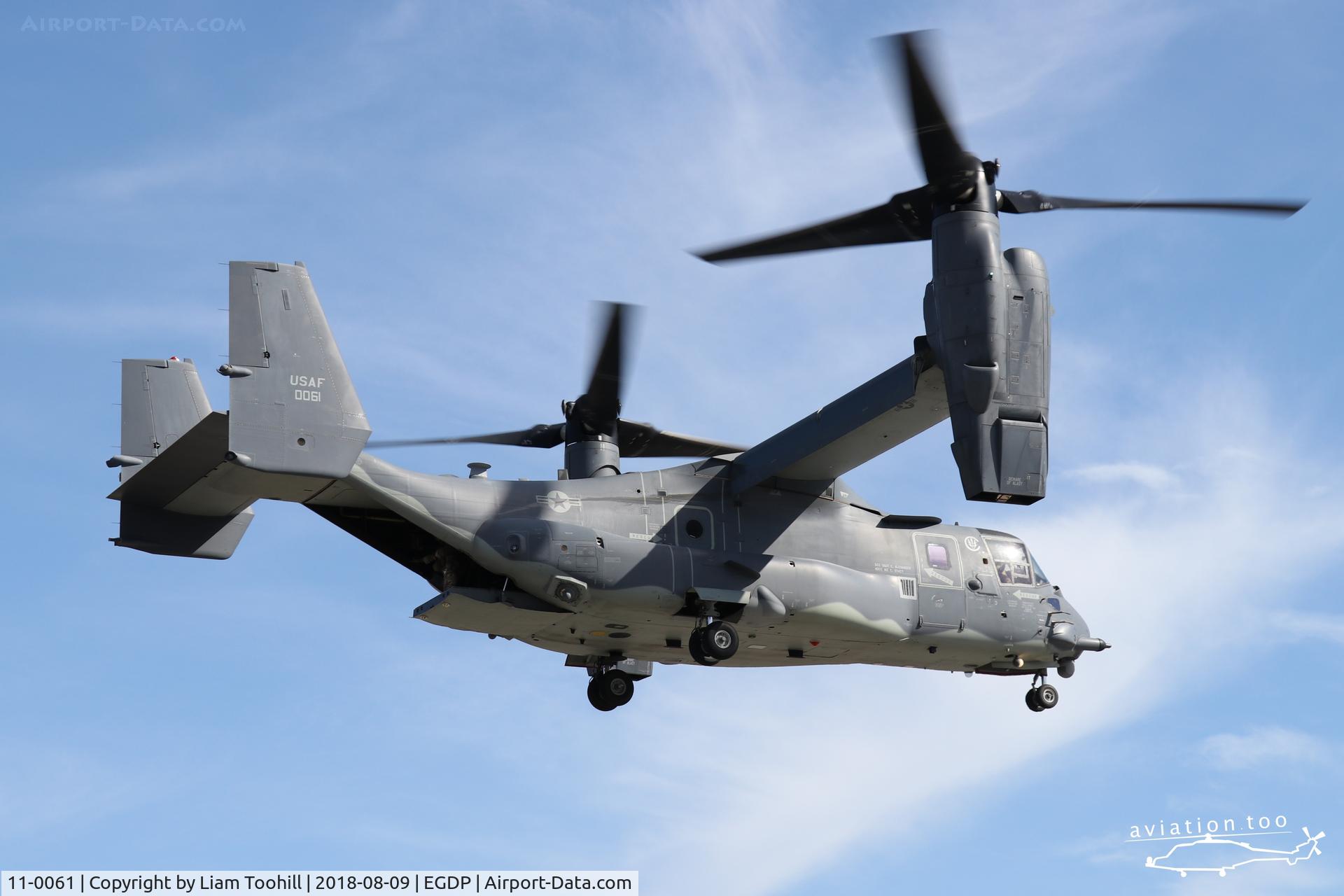 11-0061, 2011 Bell-Boeing CV-22B Osprey C/N D1041, 11-0061 landing at Portland, Dorset
