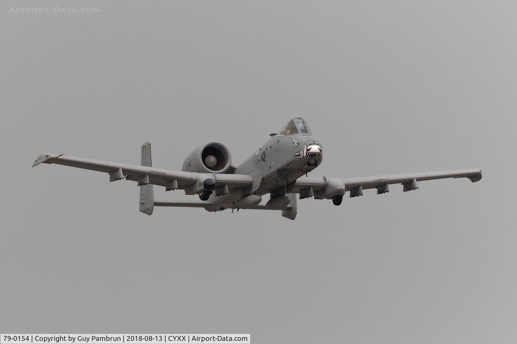 79-0154, 1979 Fairchild Republic A-10A Thunderbolt II C/N A10-0418, Departing CYXX on a smokey foggy morning.