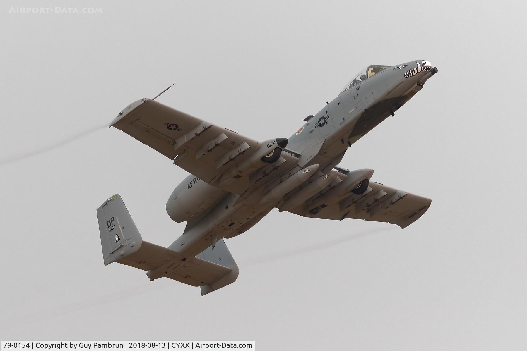 79-0154, 1979 Fairchild Republic A-10A Thunderbolt II C/N A10-0418, Departing CYXX on a smokey foggy morning.