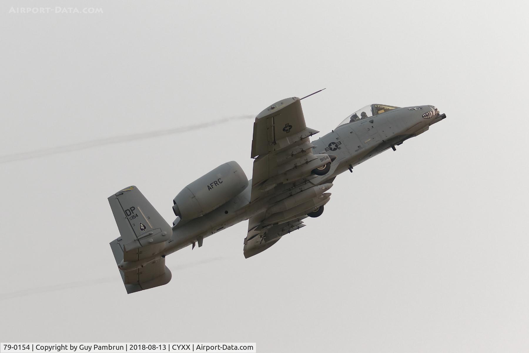 79-0154, 1979 Fairchild Republic A-10A Thunderbolt II C/N A10-0418, Departing CYXX on a smokey foggy morning.