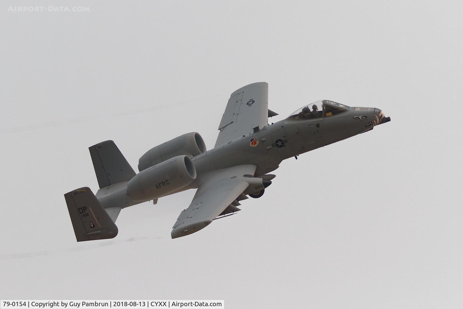 79-0154, 1979 Fairchild Republic A-10A Thunderbolt II C/N A10-0418, Departing CYXX on a smokey foggy morning.
