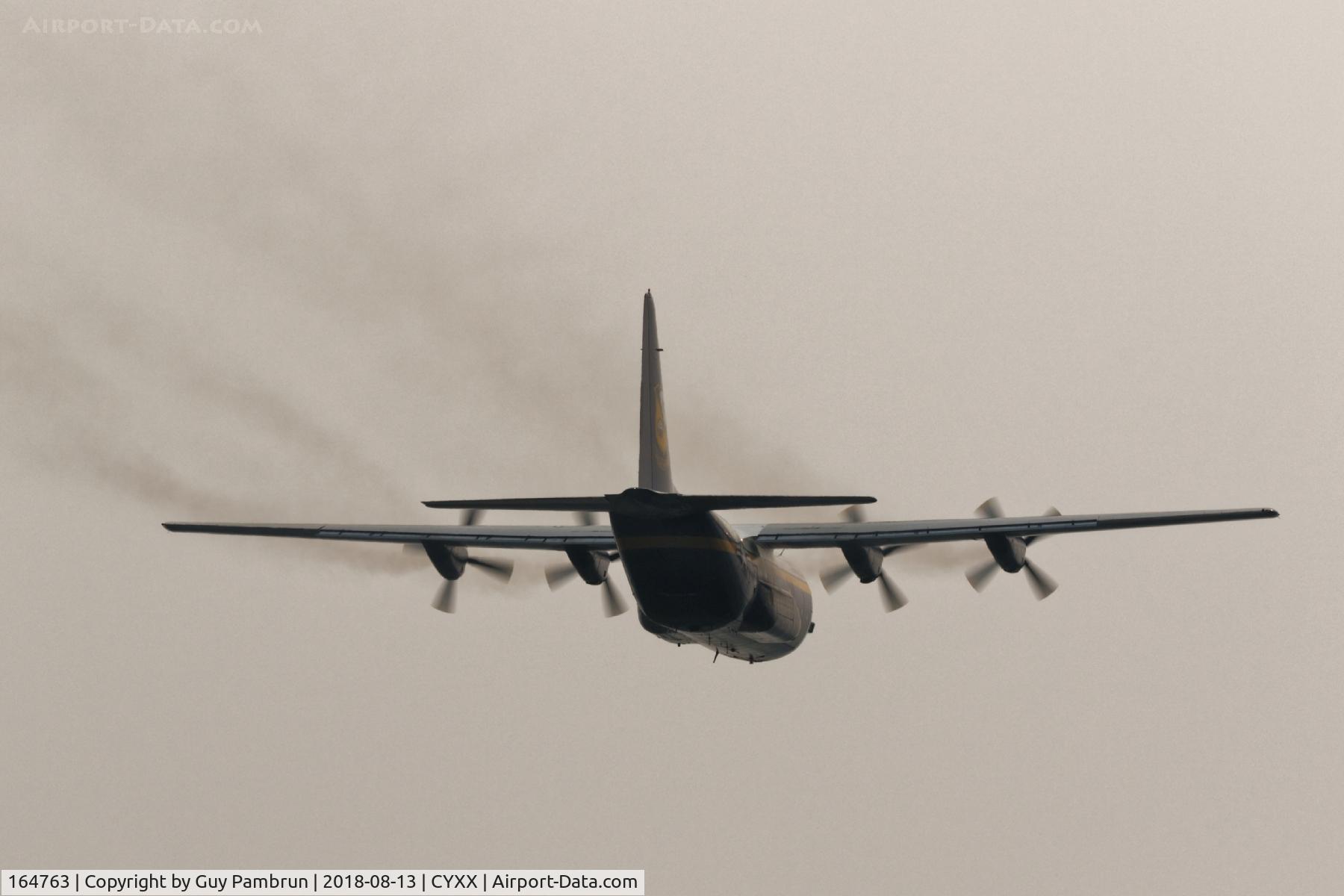 164763, 1992 Lockheed C-130T Hercules C/N 382-5258, Fat Albert departing CYXX on a smokey foggy morning.