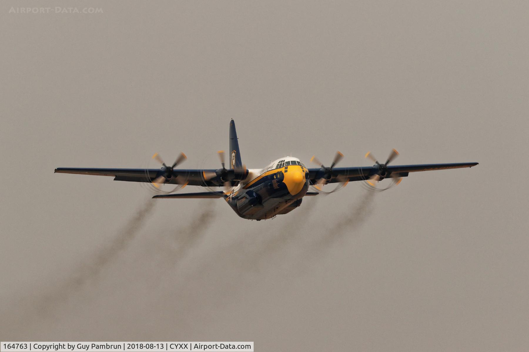 164763, 1992 Lockheed C-130T Hercules C/N 382-5258, Fat Albert departing CYXX on a smokey foggy morning.