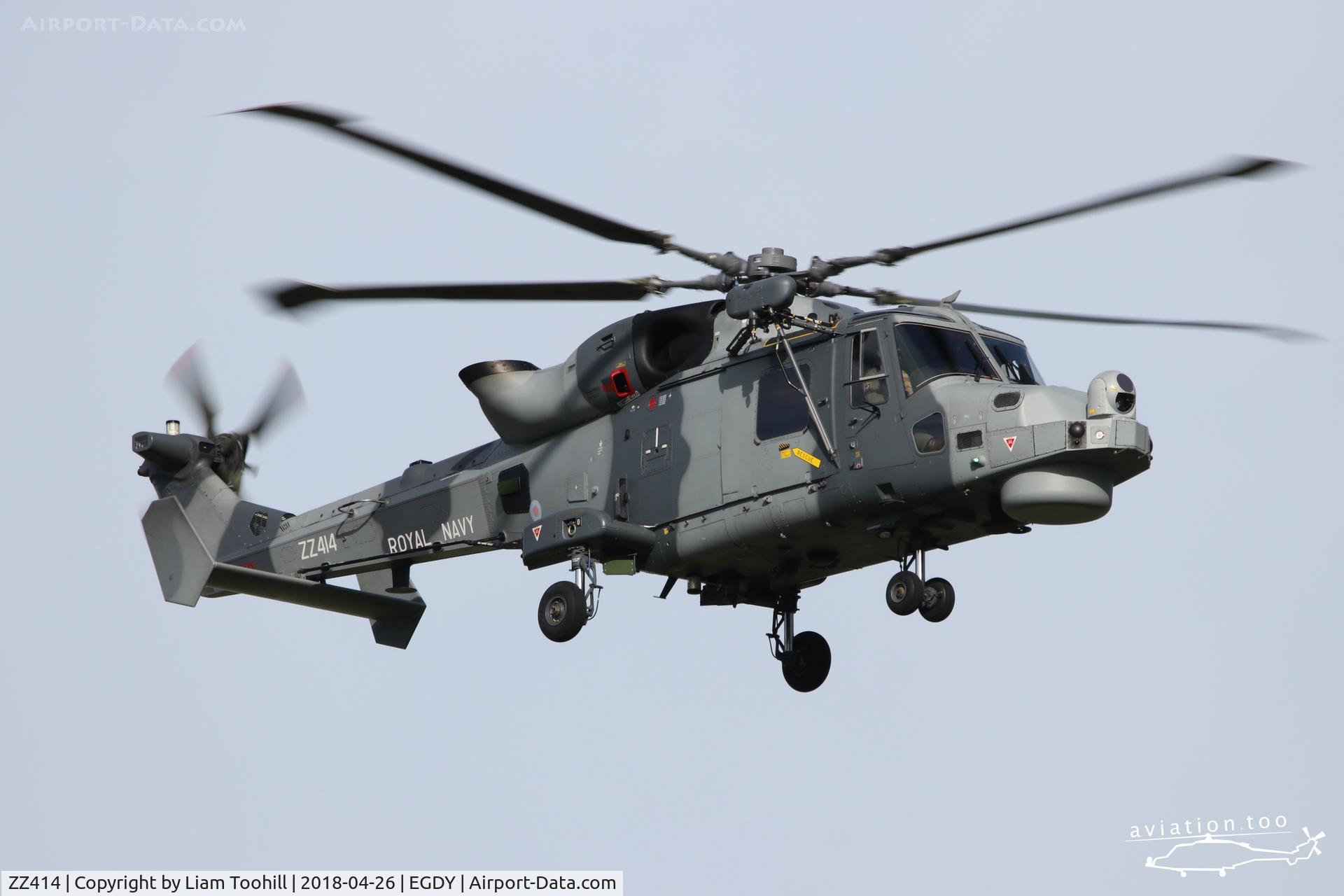 ZZ414, AgustaWestland AW-159 Wildcat HMA.2 C/N 484, Taking off at RNAS Yeovilton