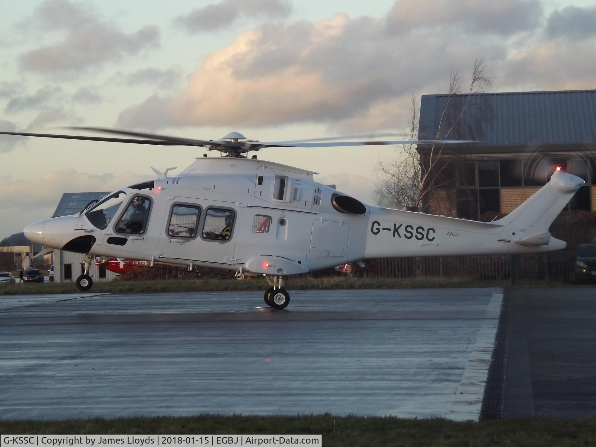 G-KSSC, 2017 Leonardo AW-169 C/N 69061, Arriving on the SAS apron, but has now got a new C/S