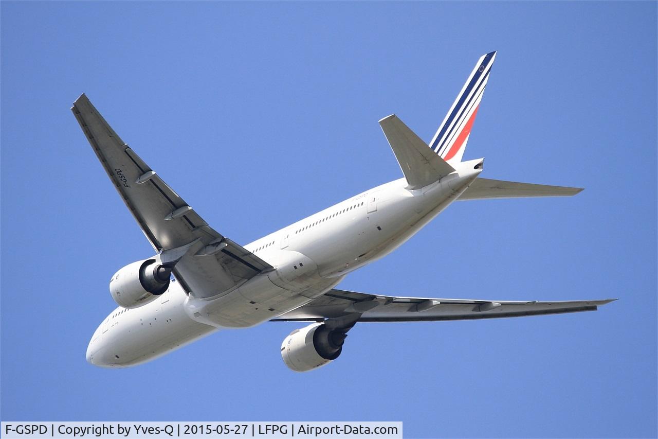 F-GSPD, 1998 Boeing 777-228/ER C/N 29005, Boeing 777-228-ER, Take off rwy 27L, Roissy Charles De Gaulle airport (LFPG-CDG)