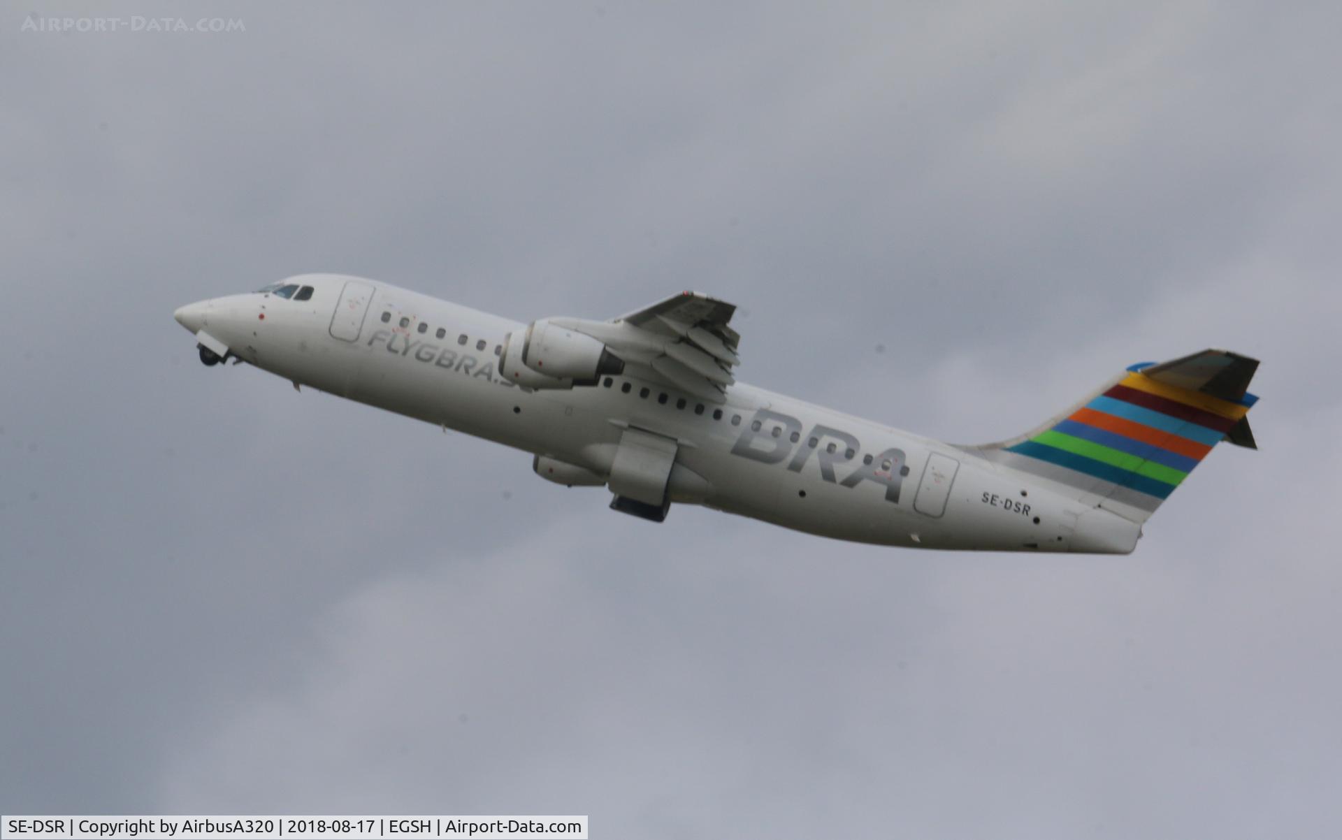 SE-DSR, 1994 British Aerospace Avro 146-RJ100A C/N E3244, Lift off from RWY 27 after work with KLM engineering