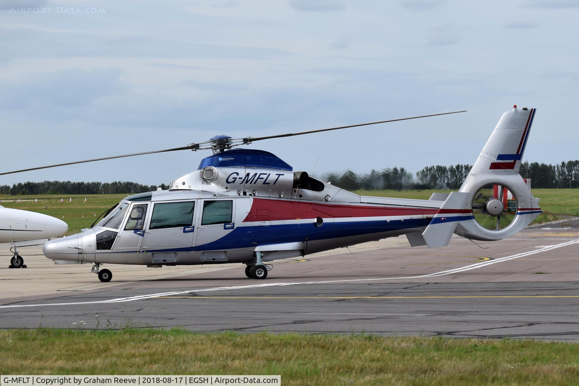 G-MFLT, 2008 Eurocopter AS-365N-2 Dauphin 2 C/N 6806, Just landed at Norwich.