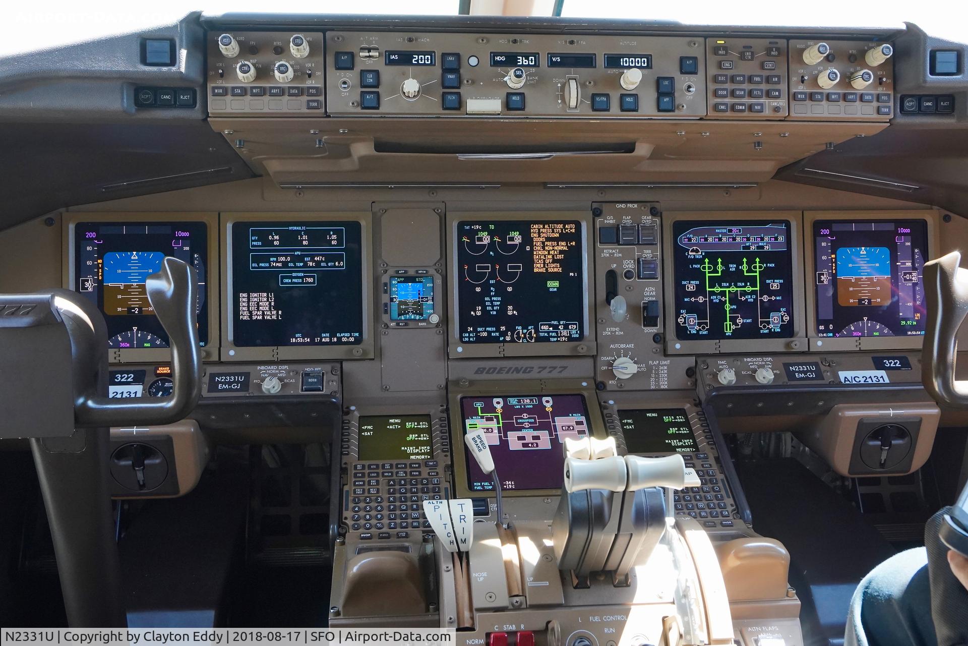 N2331U, 2016 Boeing 777-322/ER C/N 62642, SFO 2018.