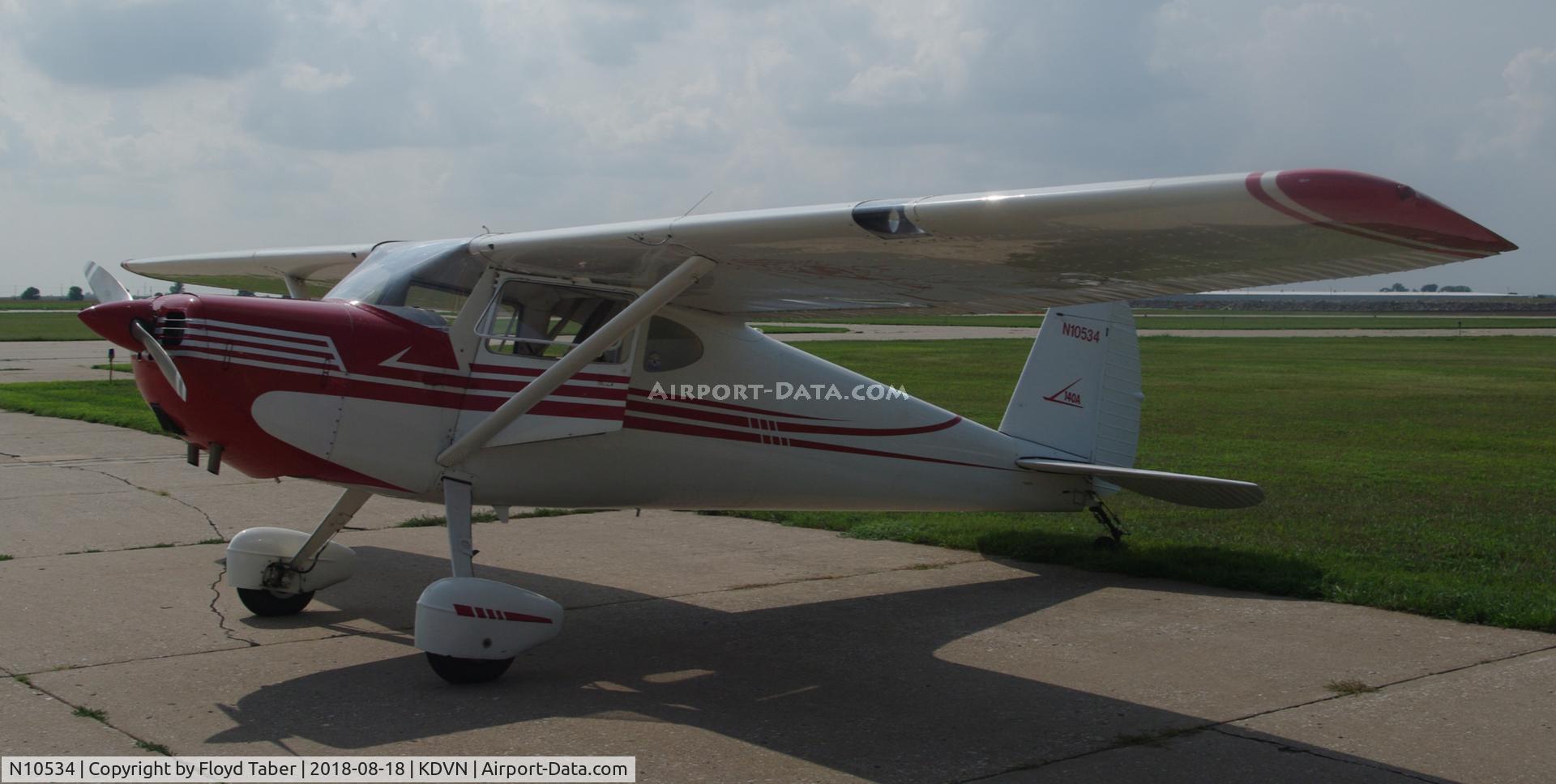 N10534, 1957 Cessna 140A C/N 15697, Sitting at Carver Aero FBO Ramp
