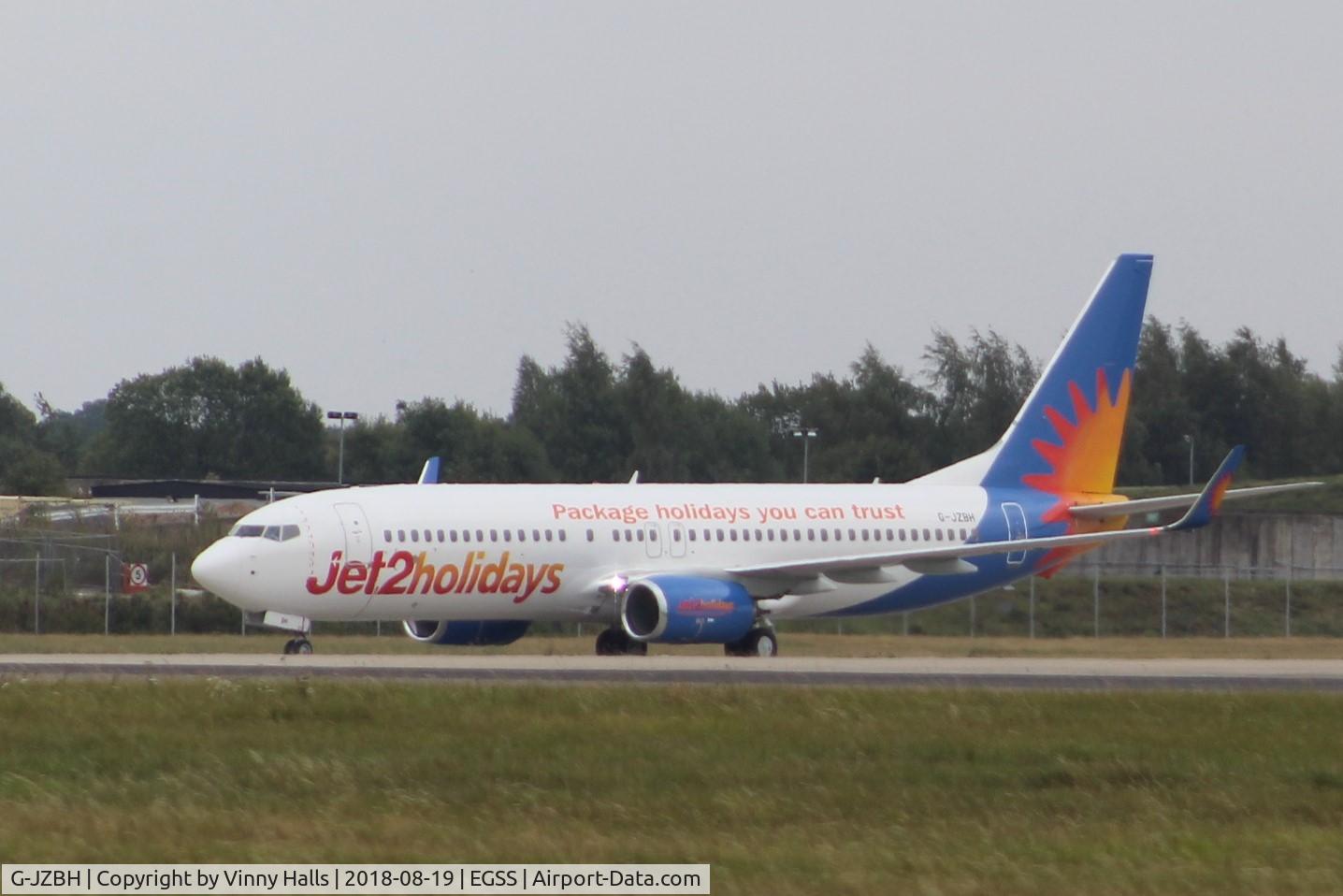 G-JZBH, 2018 Boeing 737-8MG C/N 63163, Taxing to Stansted terminal building, after landing