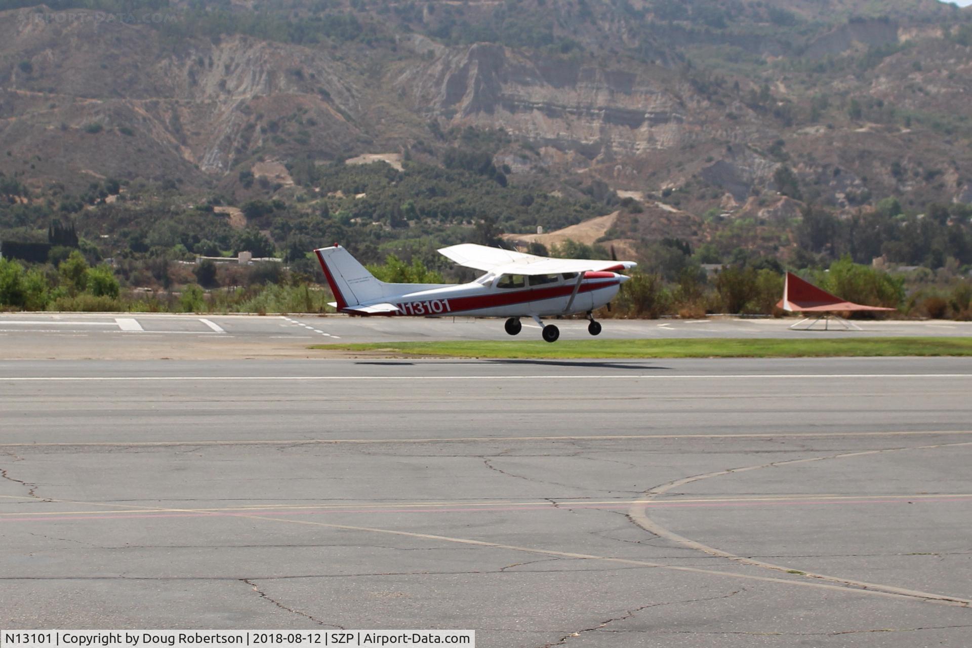 N13101, 1973 Cessna 172M C/N 17262495, 1973 Cessna 172M SKYHAWK, Lycoming O-320-E2D 150 Hp, M model the 1st 172 with drooped leading edge wing airfoils, takeoff climb Rwy 22