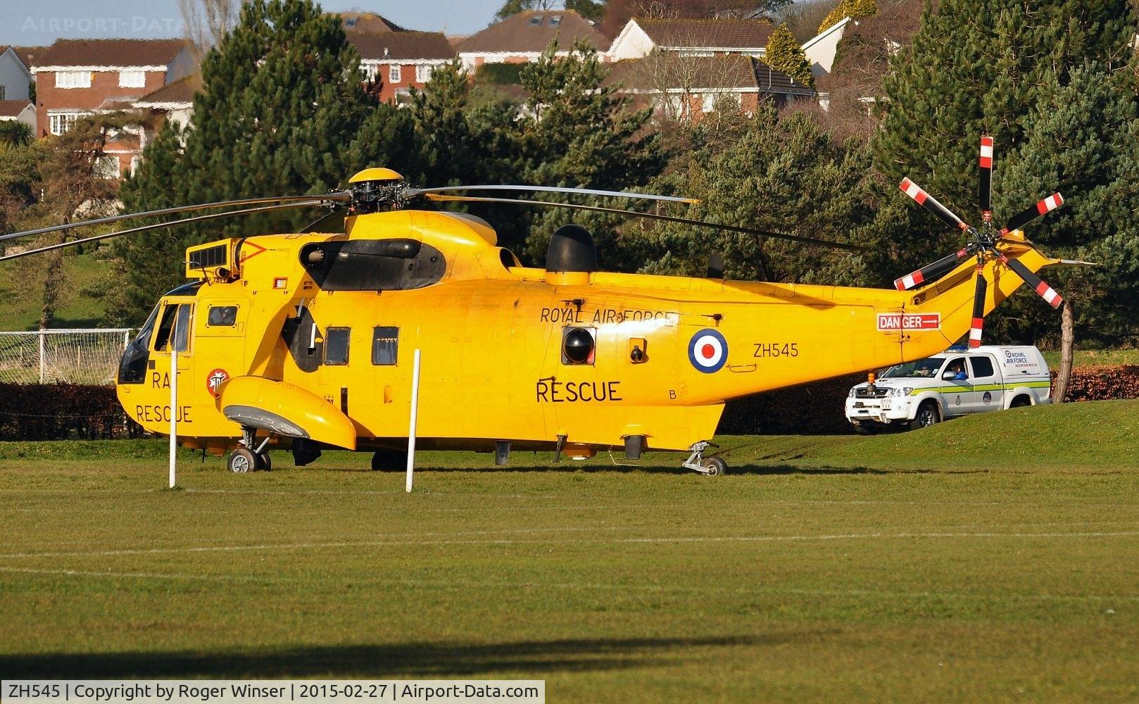 ZH545, 1997 Westland Sea King HAR.3A C/N WA1011, Off airport. RAF SAR helicopter at KGV Playing Fields, Ashleigh Road, Swansea.