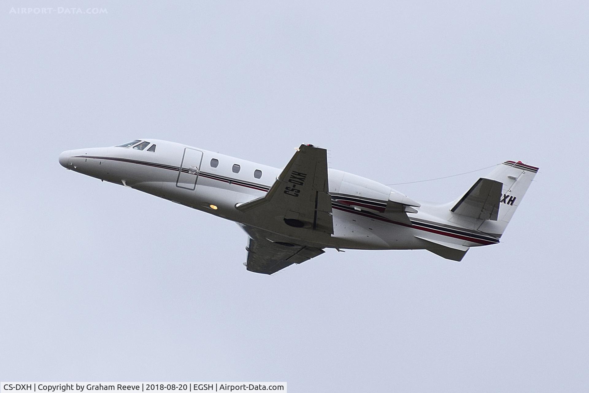 CS-DXH, 2006 Cessna Citation XLS C/N 560-5615, Departing from Norwich.