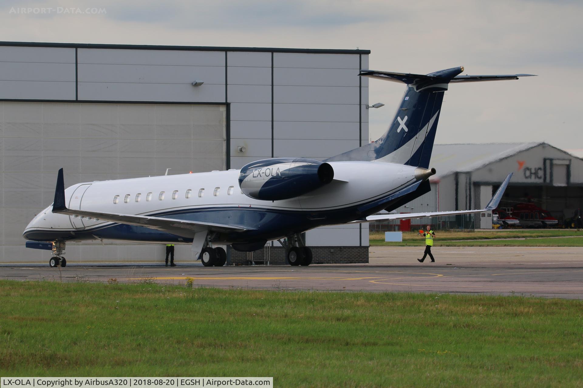 LX-OLA, 2007 Embraer EMB-135BJ Legacy C/N 14500995, Arriving on the Saxon ramp