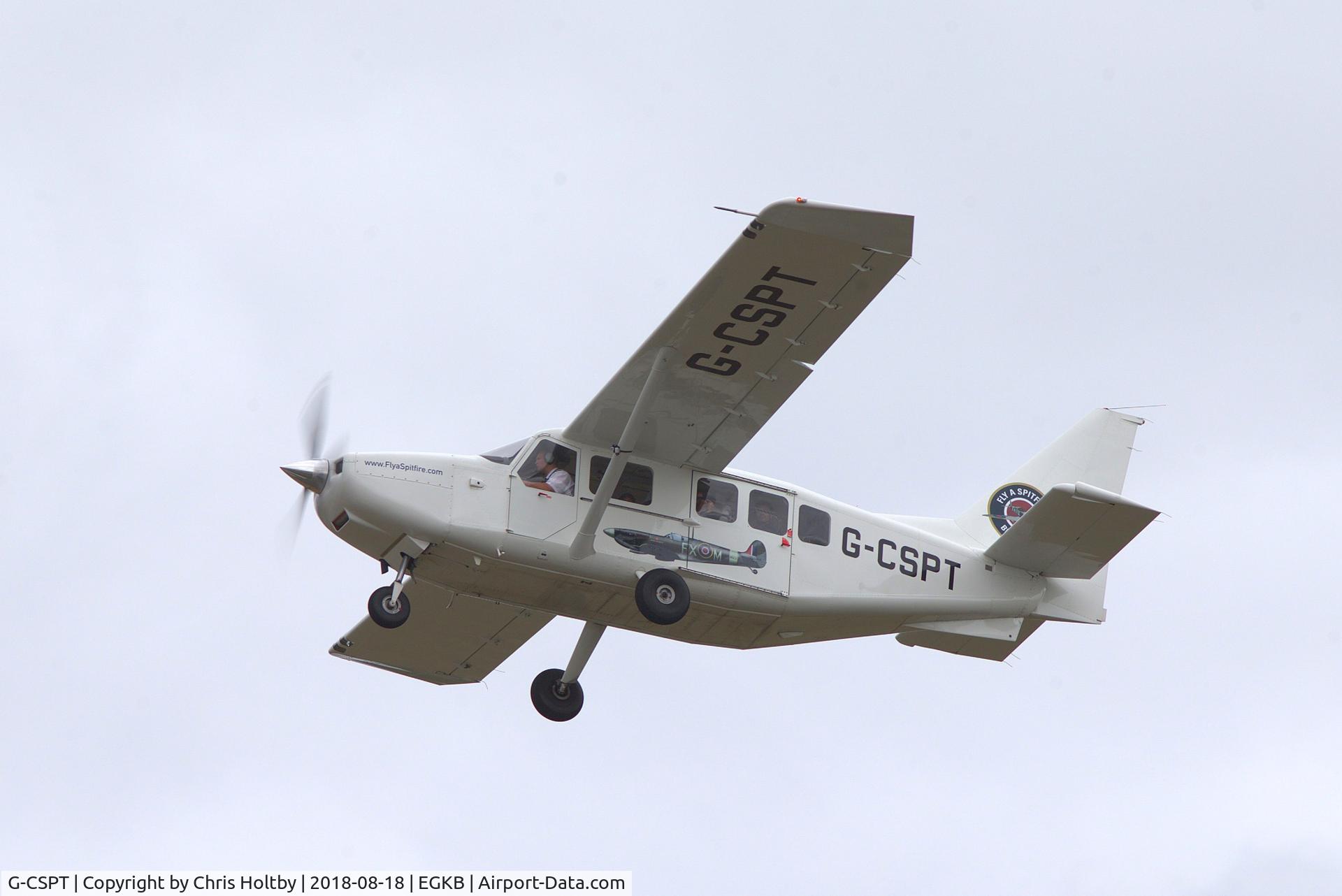 G-CSPT, 2011 Gippsland GA-8-TC320 Airvan C/N GA8-TC320-11-161, Taking off from Biggin Hill shortly before Festival of Flight 2018