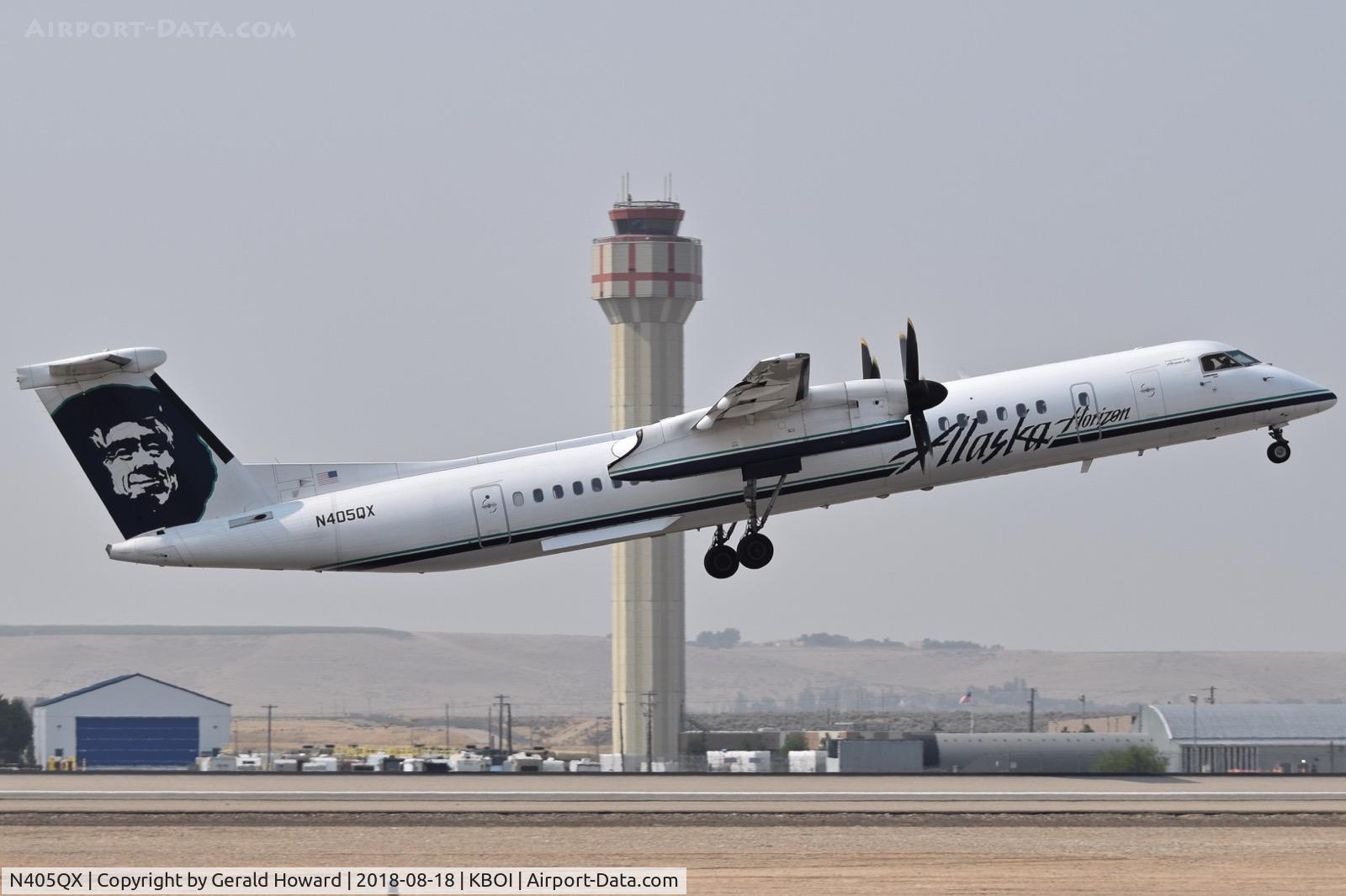 N405QX, 2001 Bombardier DHC-8-402 Dash 8 C/N 4047, Take off climb from RWY 28R.