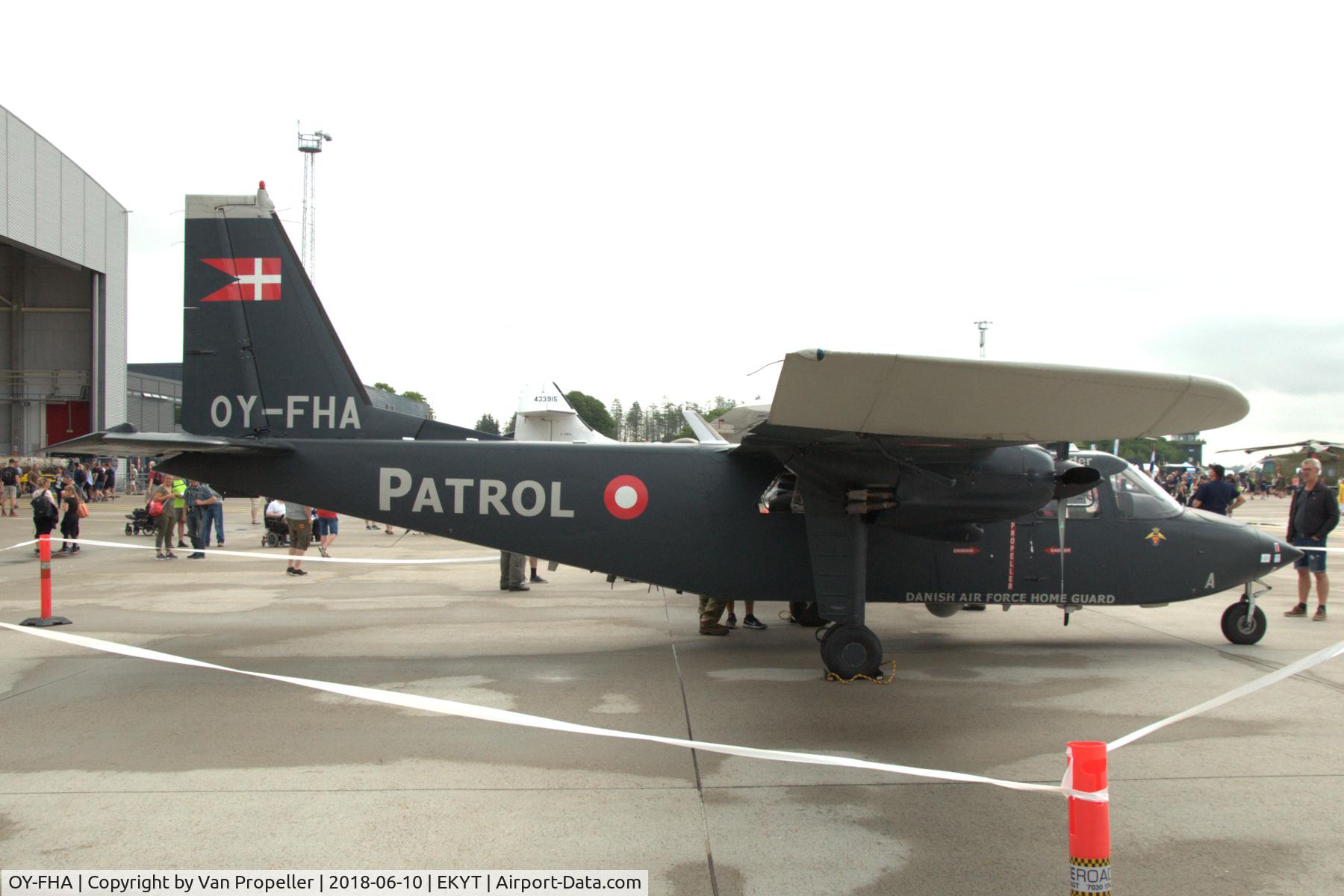 OY-FHA, 1976 Britten-Norman BN-2B-21 Defender C/N 523, Britten-Norman BN-2B-21 Defender of the Danish Air Force Home Guard at Aalborg Air Show 2018, Denmark