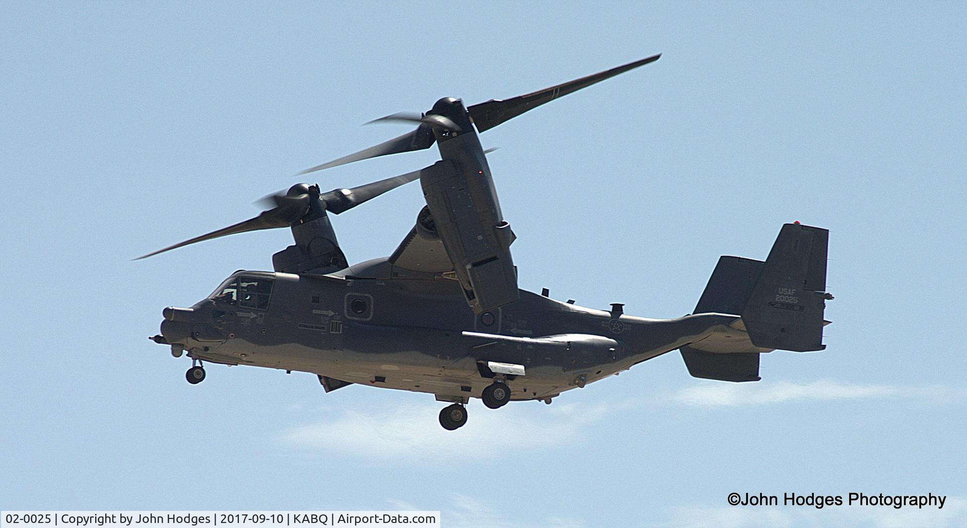 02-0025, 2002 Bell-Boeing CV-22B Osprey C/N D1006, Returning to base at Kirtland