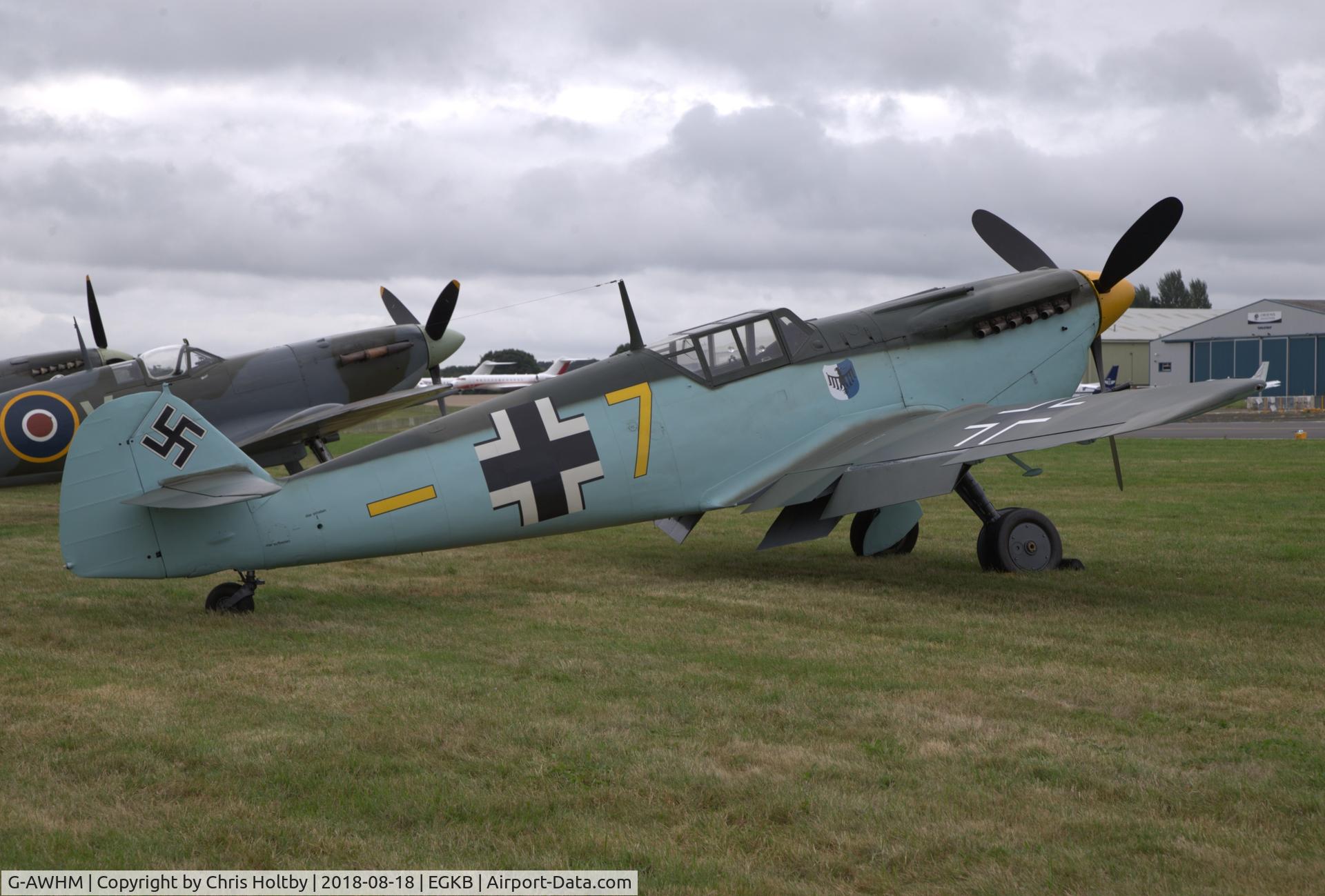G-AWHM, 1958 Hispano HA-1112-M1L Buchon C/N 187, Prior to 'strafing' Biggin Hill airfield as part of the Festival of Flight 2018
