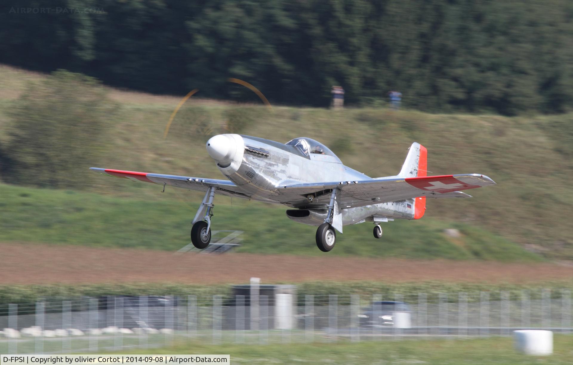 D-FPSI, 1944 North American P-51D Mustang C/N 122-39232, leaving Payerne, Air 14