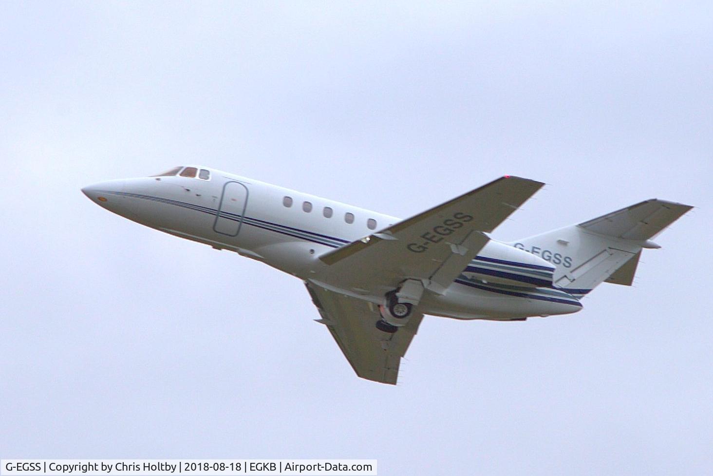 G-EGSS, 1999 Raytheon Hawker 800XP C/N 258456, Taking off prior to Festival of Flight 2018 at Biggin Hill