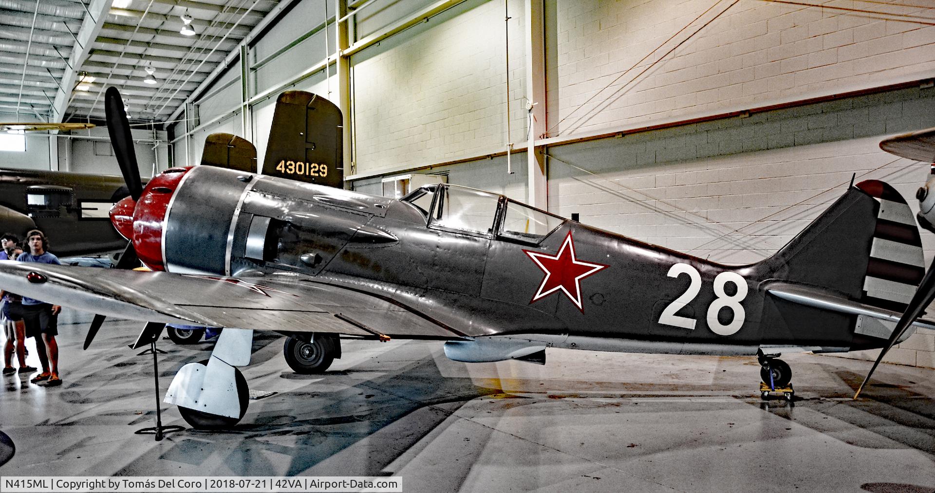 N415ML, Lavochkin La-9 C/N 828, N415ML  Lavochkin La-9 s/n 828 - Military Aviation Museum
Virginia Beach Airport (42VA)
Photo: TDelCoro
July 21, 2018