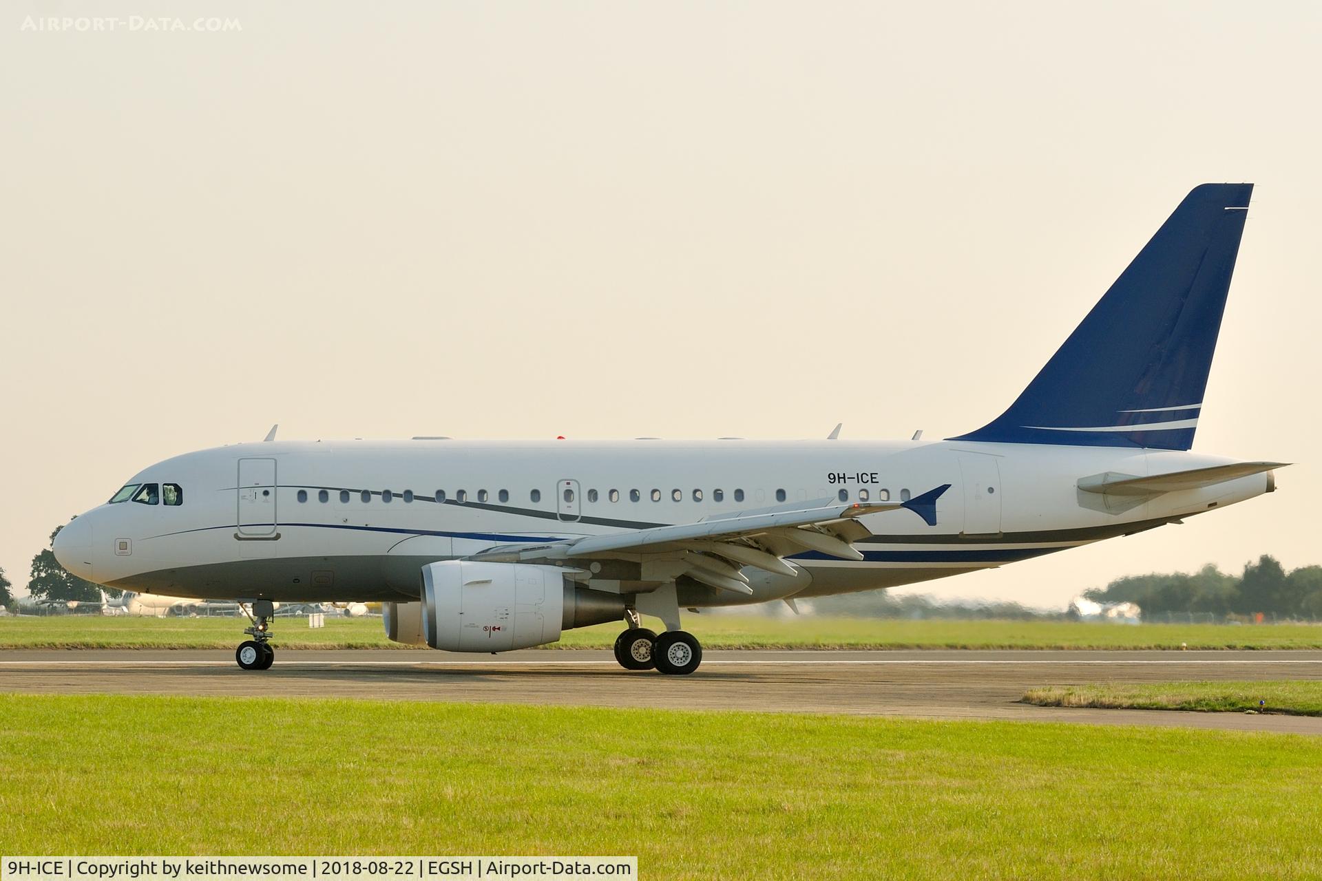 9H-ICE, 2010 Airbus A318-112CJ Elite C/N 4503, Early morning arrival from Kiev, formerly OE-ICE.