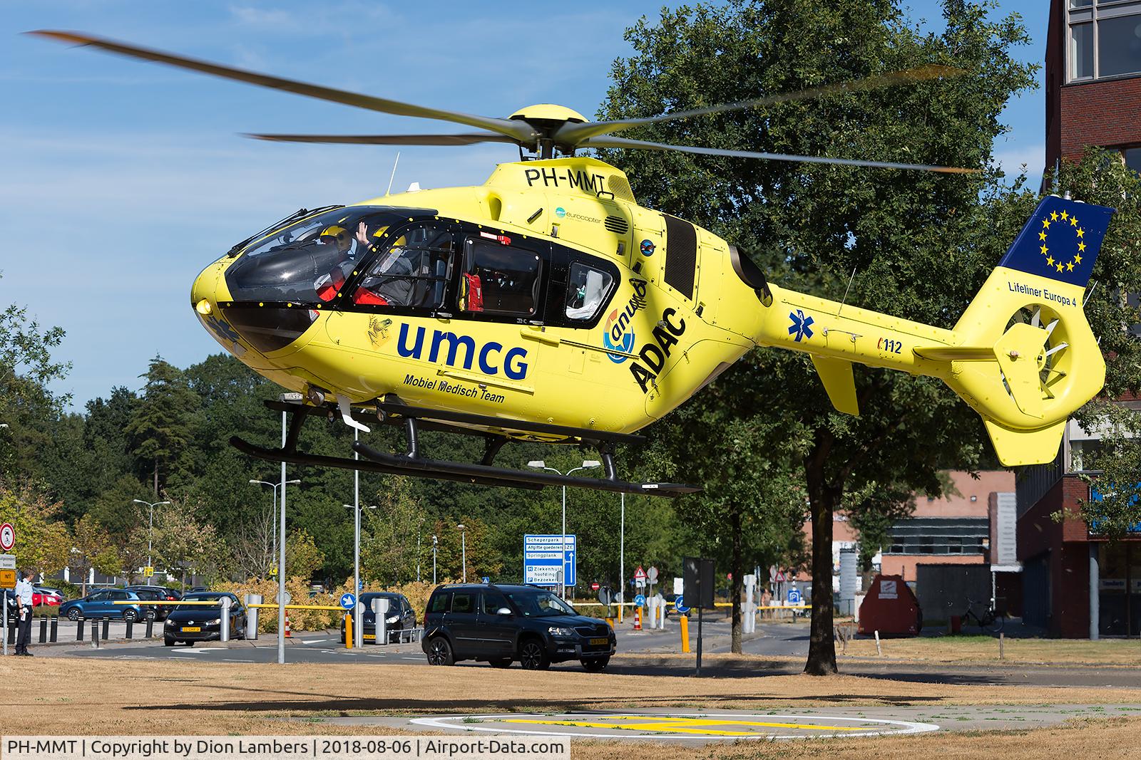 PH-MMT, 2010 Eurocopter EC-135P-2+ C/N 0871, Lifeliner 4 (PH-MMT) Taking off from the hospital of Emmen