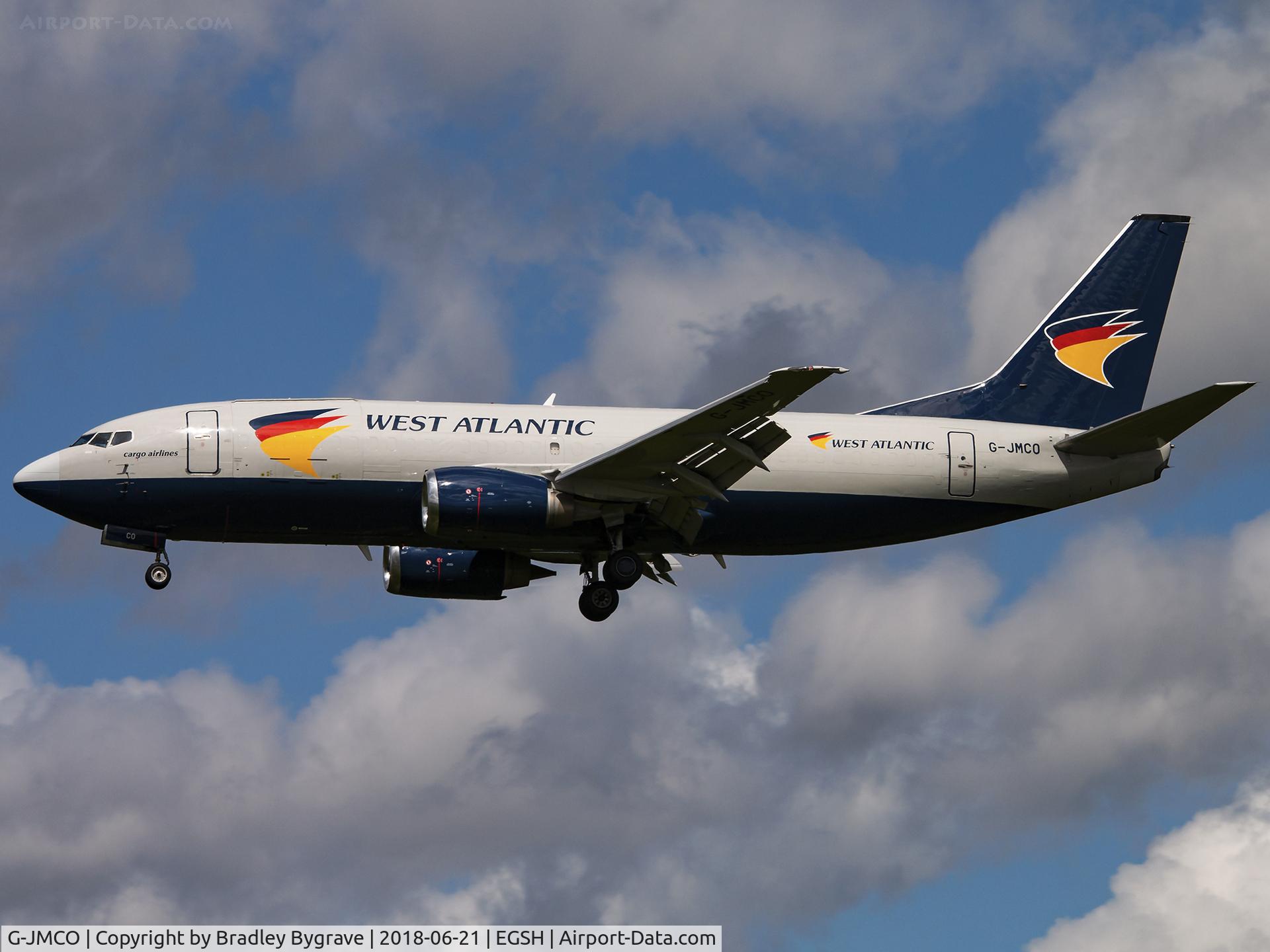 G-JMCO, 1986 Boeing 737-3T0F C/N 23569, Landing on 27
