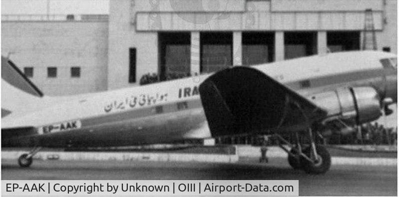 EP-AAK, 1943 Douglas DC-3 (C-47A-20-DK) C/N 13017, Iran Air DC3 in Tehran Mehrabad Airport