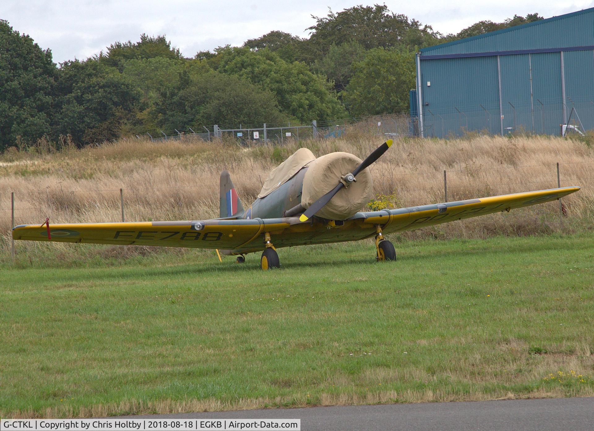 G-CTKL, 1941 Noorduyn AT-16 Harvard IIB C/N 07-30, Parked & covered at Biggin Hill on Festival of Flight day 2018