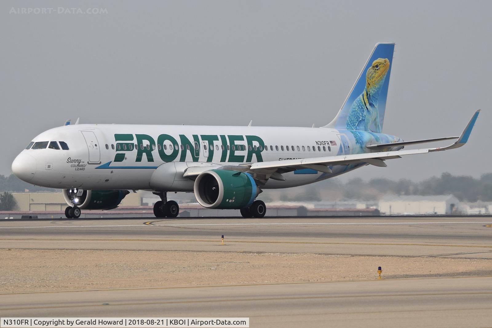 N310FR, 2017 Airbus A320-251N C/N 7600, Take off run on RWY 10L.