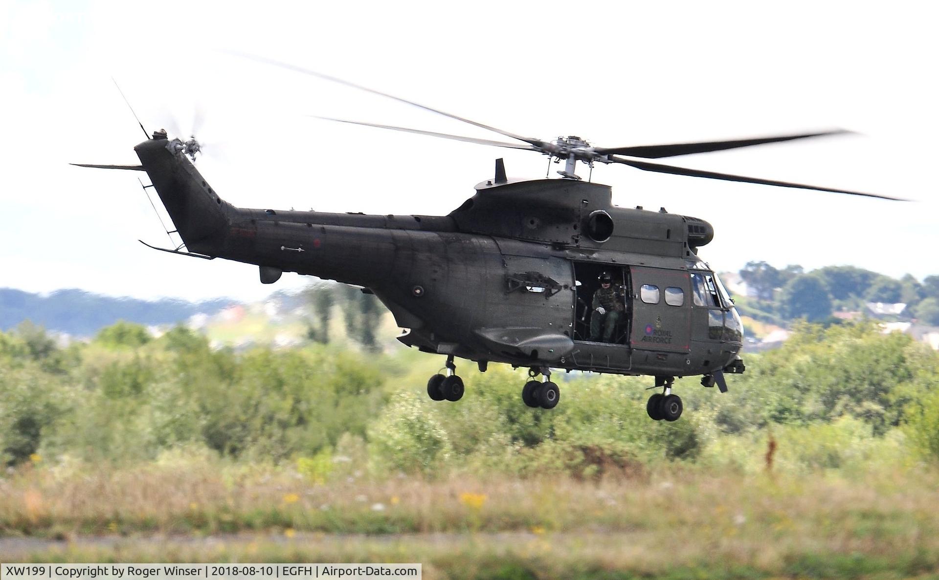 XW199, 1971 Westland Puma HC.1 C/N 1042/F9746, Visiting RAF Puma departing Runway 28.
