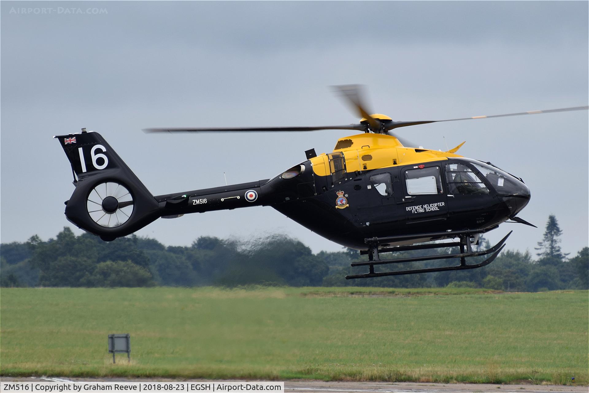 ZM516, 2017 Airbus Helicopters Juno HT.1 (EC-135T-3H) C/N 2016, Landing at Norwich.